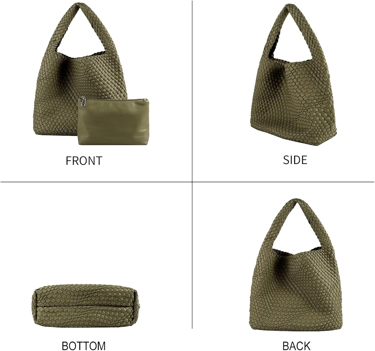 Woven Tote Bag for Women Vegan Leather Hobo Bags, Top-handle Handmade Purse