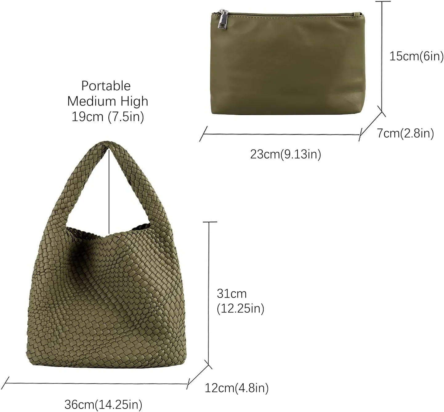 Woven Tote Bag for Women Vegan Leather Hobo Bags, Top-handle Handmade Purse