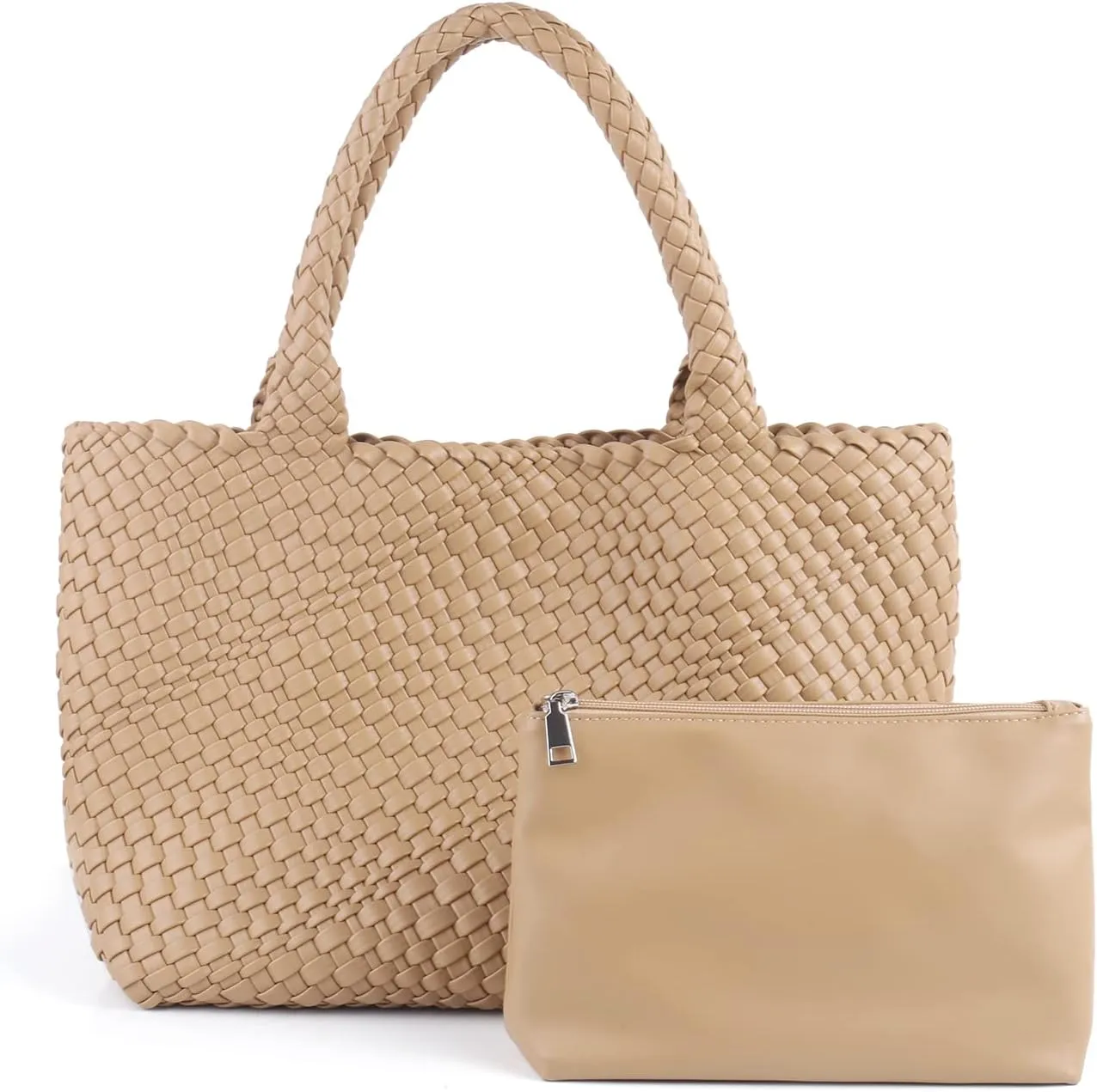 Woven Tote Bag Womens Purse Vegan Leather Shoulder Handbags Fashion Summer Beach Tote Bags Large Travel Totes