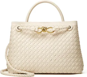 Woven Tote Bag Womens Purse: Vegan Leather Shoulder Handbags - Fashion Summer Beach Tote Bags - Large Travel Totes