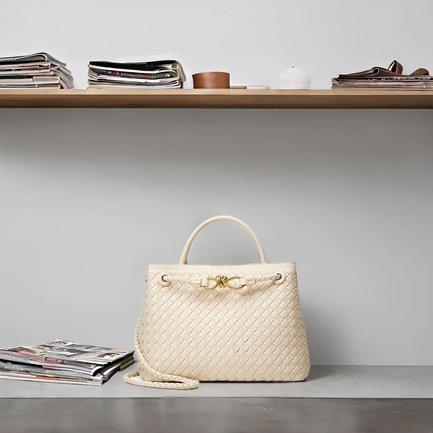 Woven Tote Bag Womens Purse: Vegan Leather Shoulder Handbags - Fashion Summer Beach Tote Bags - Large Travel Totes
