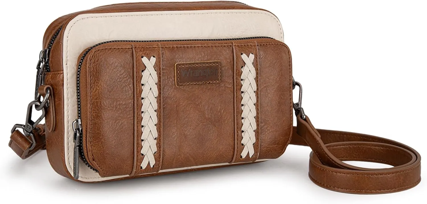 Wrangler Crossbody Bag for Women Shoulder Purse Small Multi Pocket Crossover Bag with Adjustable Strap