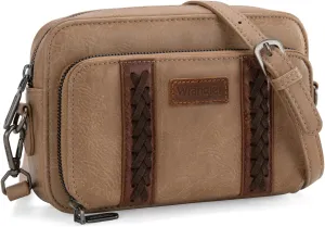 Wrangler Crossbody Bag for Women Shoulder Purse Small Multi Pocket Crossover Bag with Adjustable Strap