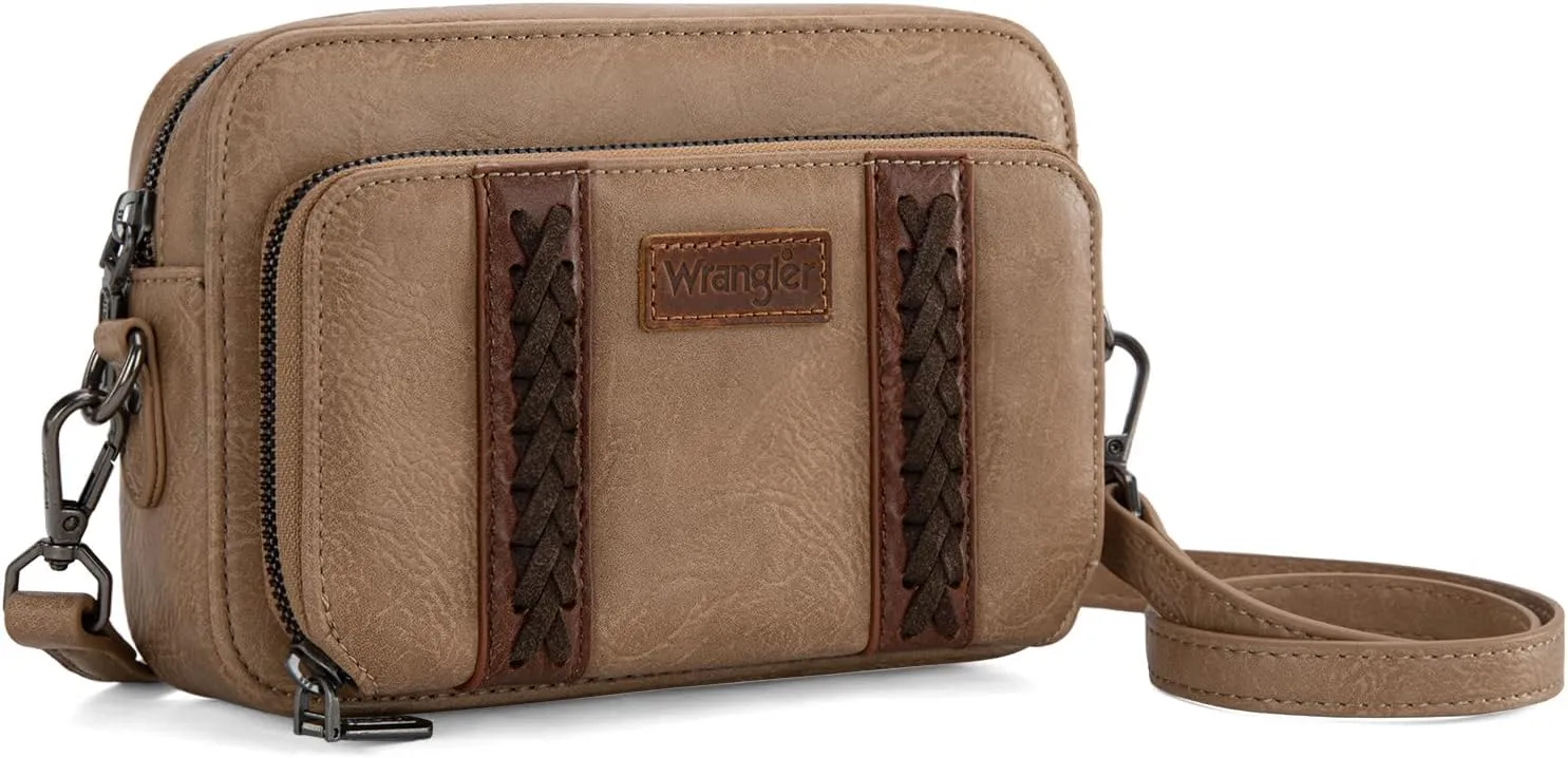 Wrangler Crossbody Bag for Women Shoulder Purse Small Multi Pocket Crossover Bag with Adjustable Strap