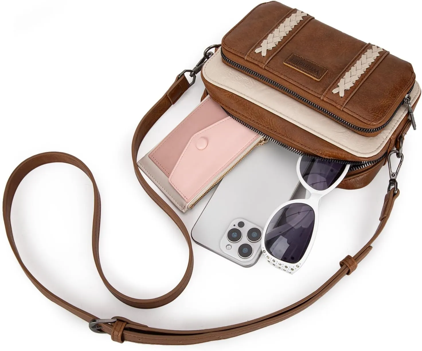Wrangler Crossbody Bag for Women Shoulder Purse Small Multi Pocket Crossover Bag with Adjustable Strap