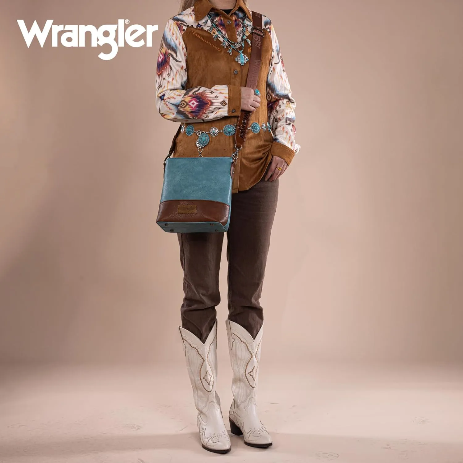 Wrangler Crossbody Purses for Women Two Tone Crossbody Bags Women Purses and Handbags