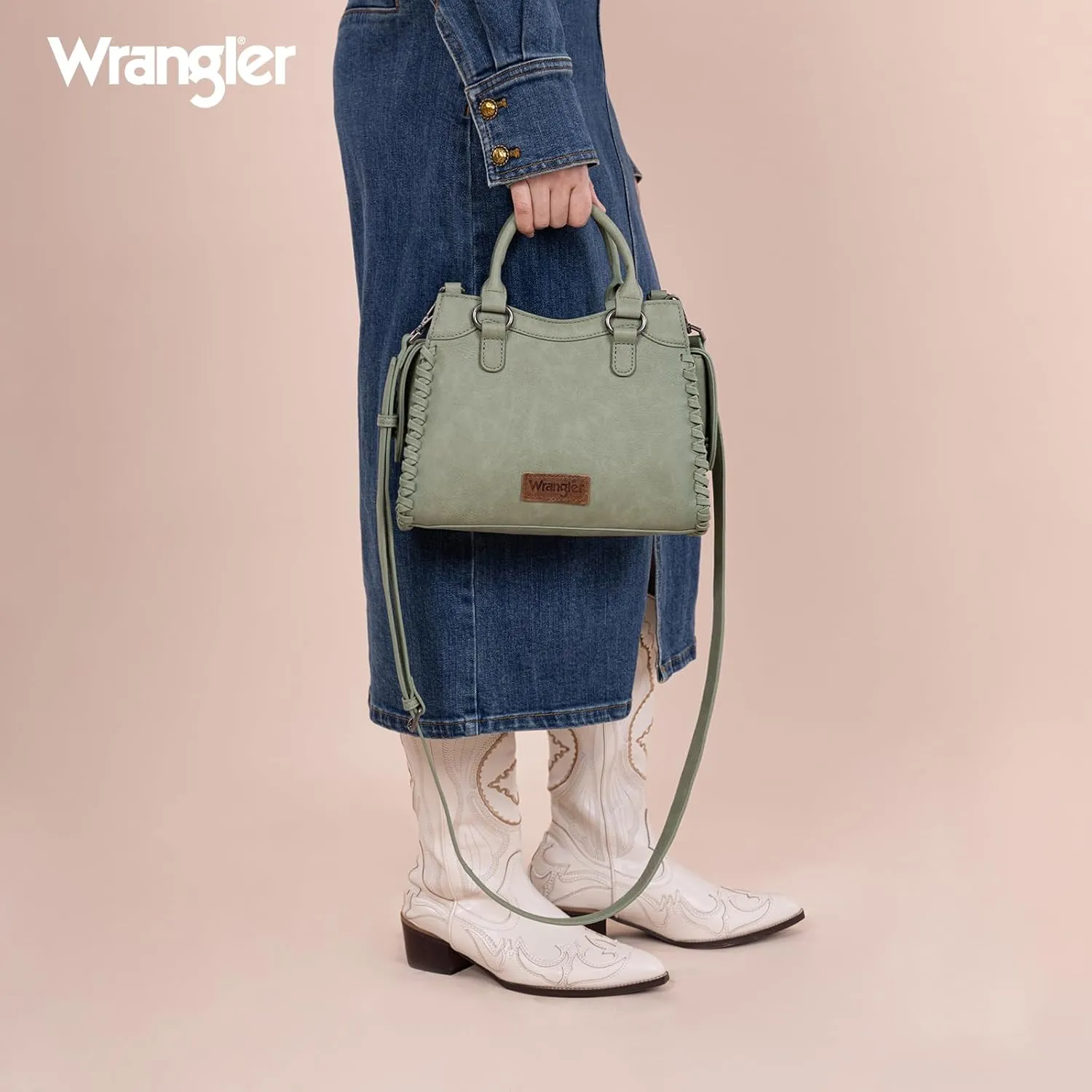 Wrangler Top Handle Bag for Women Woven Satchel Handbag