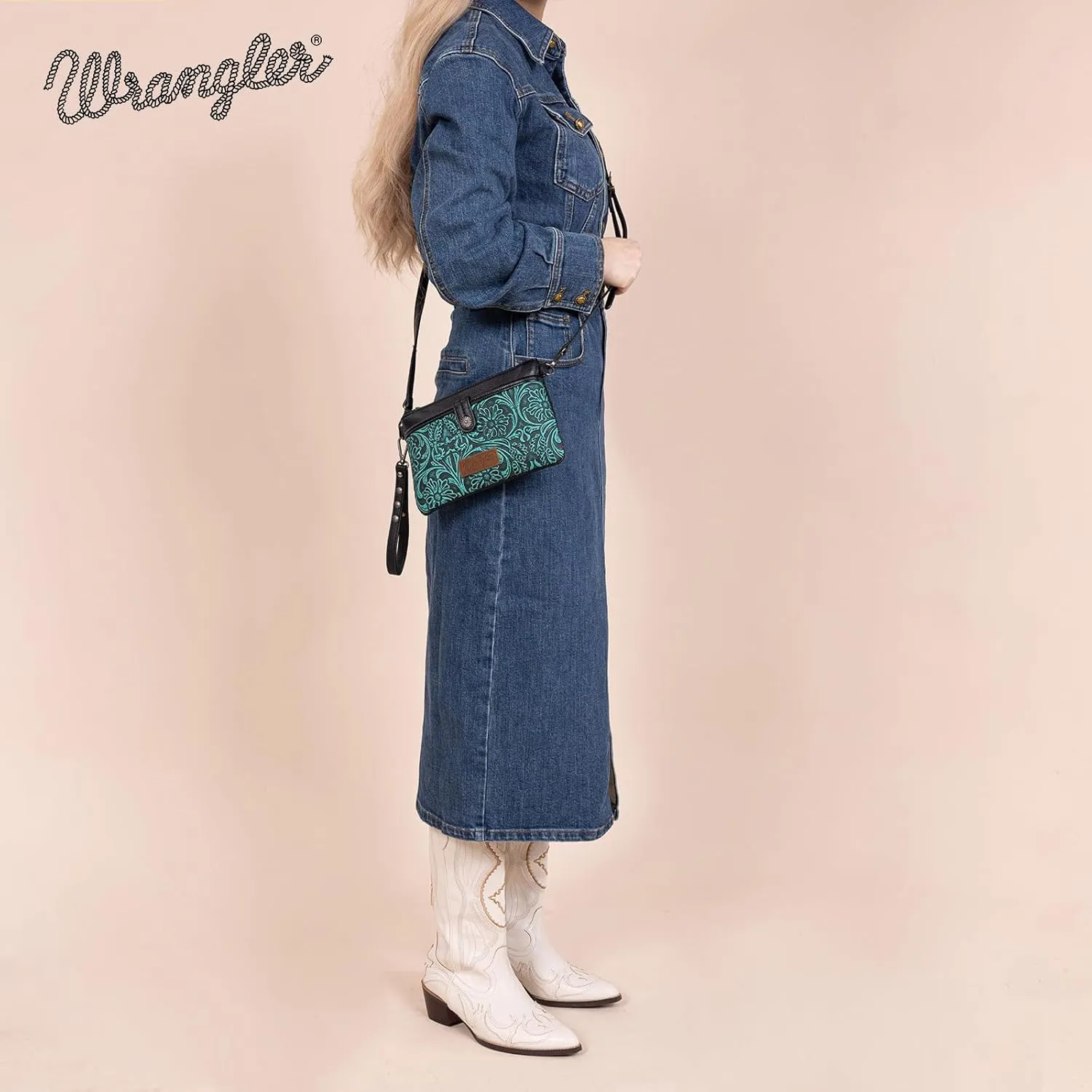 Wrangler Western Cowhide Crossbody Bags for Women Clutch Wristlet Purse