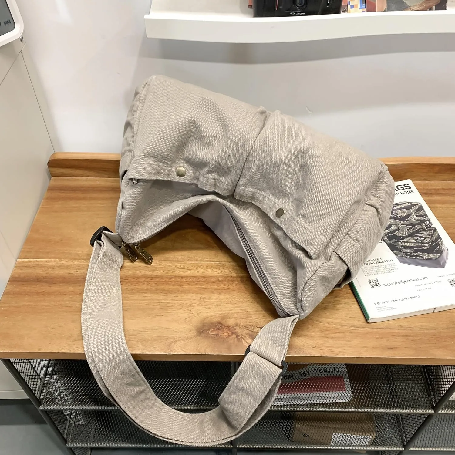 Wxnow Water Resistant Canvas Crossbody Bag Lightweight Large Messenger Bag Multi Compartment Organizer for Office Travel Daily Carry