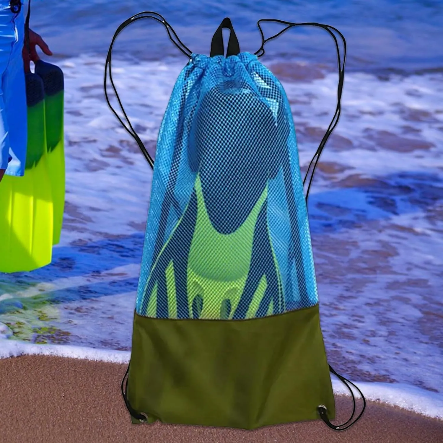 XISAOK Nylon Net Swim Bag For Men Women And Kid Diving Gear Bag Backpacks For Swimming Snorkeling Gear Bag 20kg Load Capacity