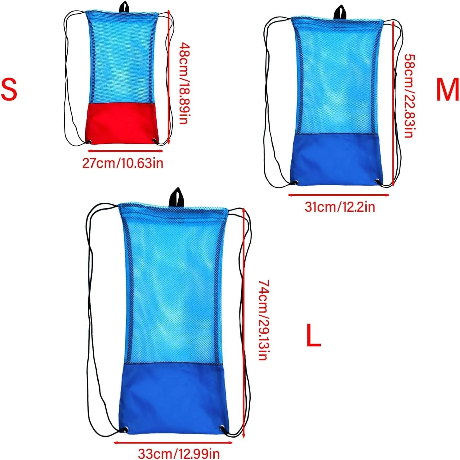 XISAOK Nylon Net Swim Bag For Men Women And Kid Diving Gear Bag Backpacks For Swimming Snorkeling Gear Bag 20kg Load Capacity