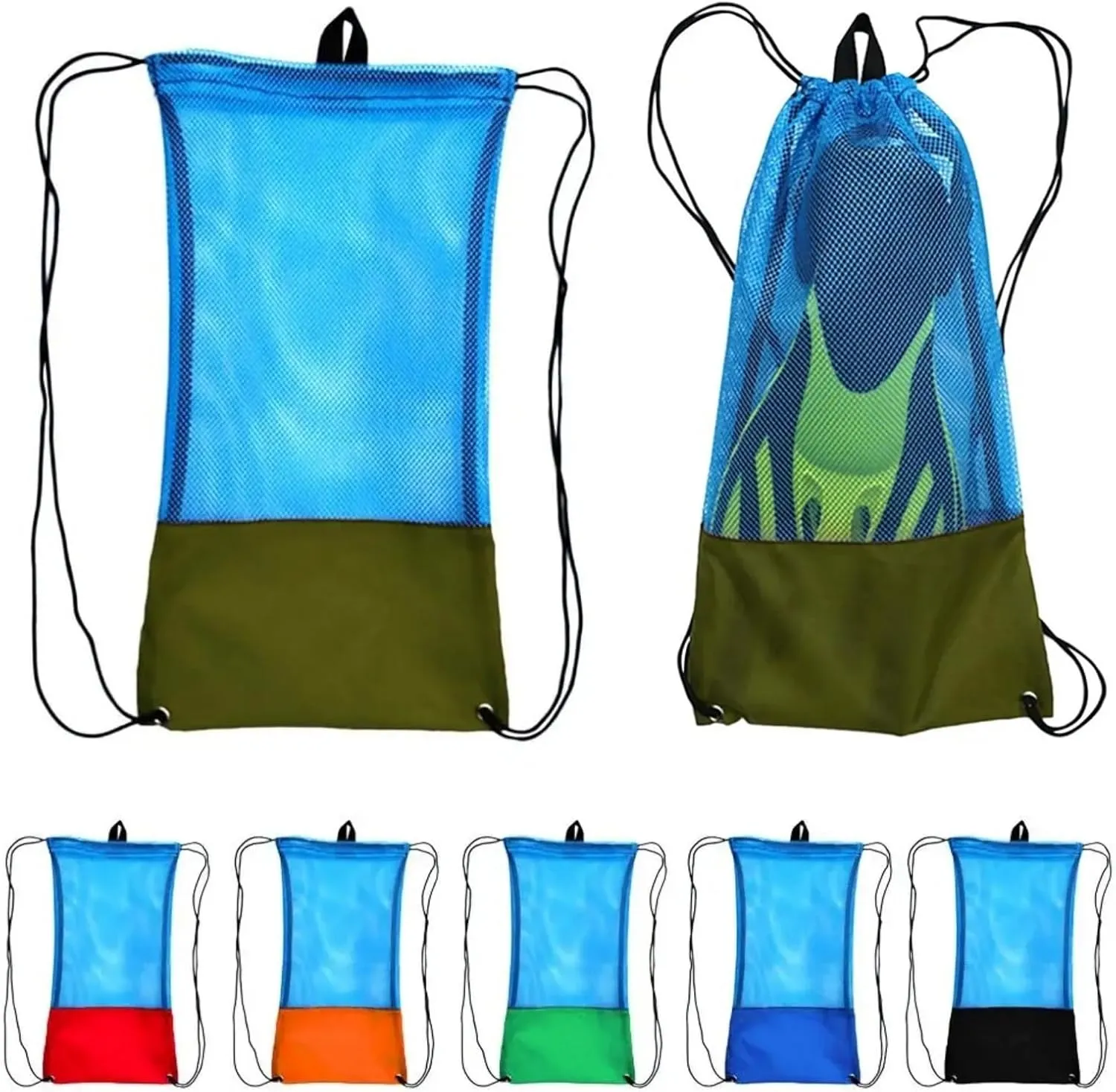 XISAOK Nylon Net Swim Bag For Men Women And Kid Diving Gear Bag Backpacks For Swimming Snorkeling Gear Bag 20kg Load Capacity