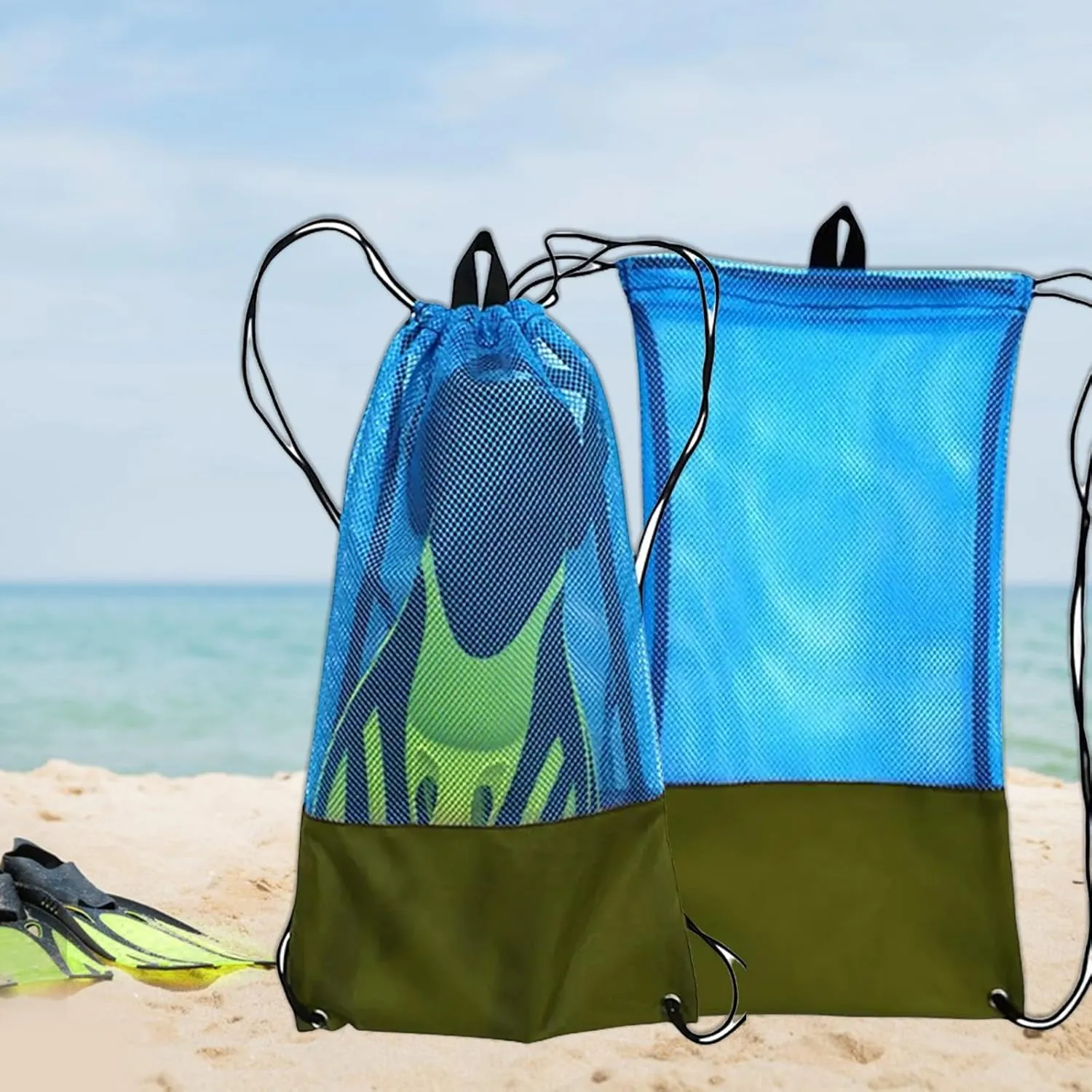 XISAOK Nylon Net Swim Bag For Men Women And Kid Diving Gear Bag Backpacks For Swimming Snorkeling Gear Bag 20kg Load Capacity