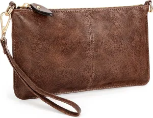 YALUXE Genuine Leather Wristlet Handbags Purses Cell Phone Pocket Clutch Wallet Crossbody Bags for Women