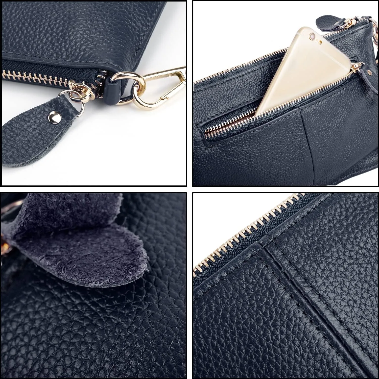 YALUXE Genuine Leather Wristlet Handbags Purses Cell Phone Pocket Clutch Wallet Crossbody Bags for Women