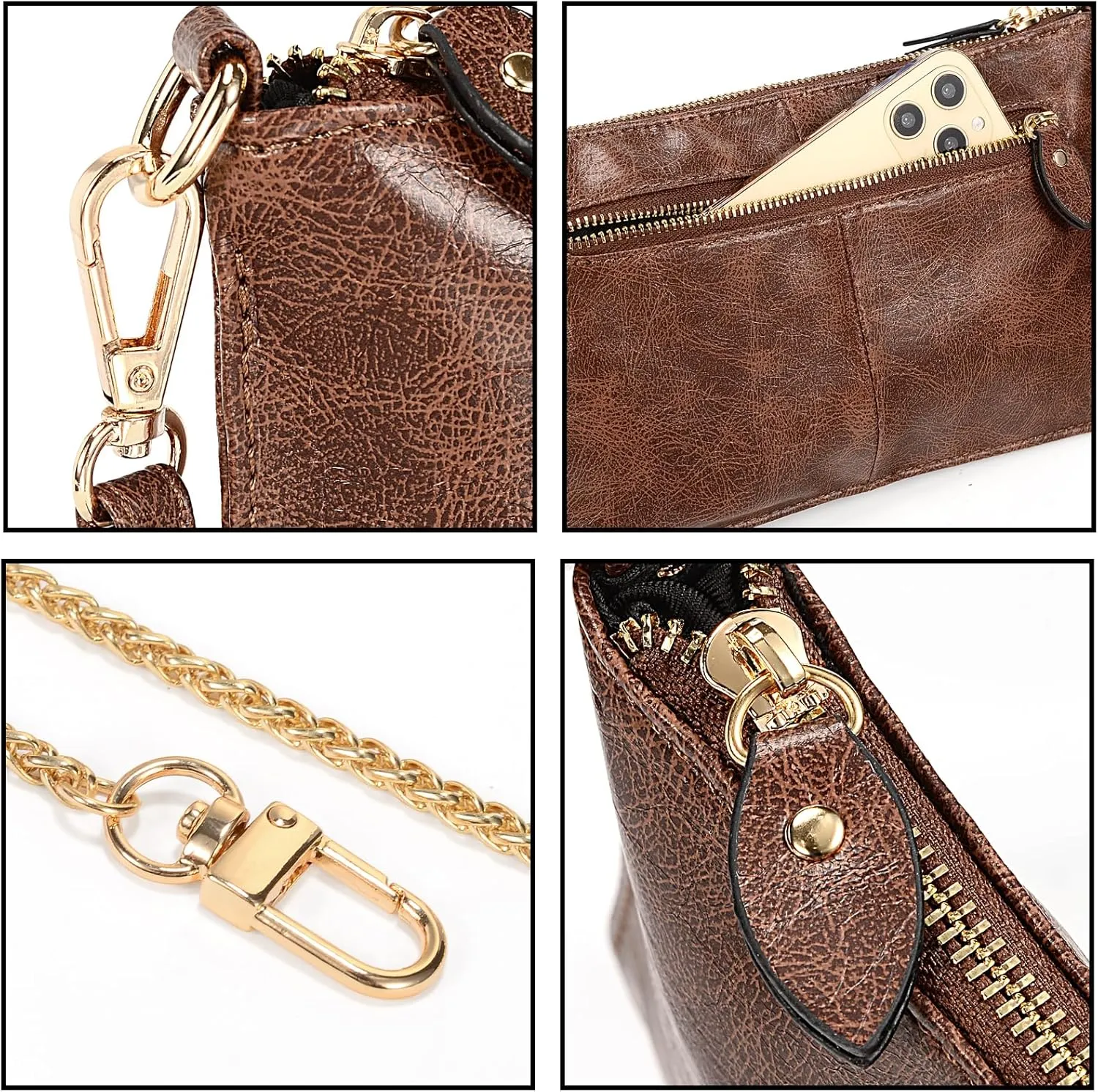 YALUXE Genuine Leather Wristlet Handbags Purses Cell Phone Pocket Clutch Wallet Crossbody Bags for Women