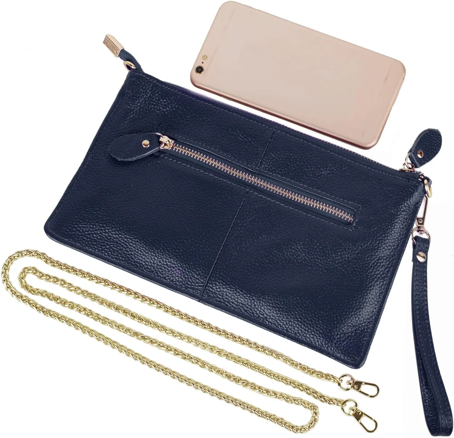 YALUXE Genuine Leather Wristlet Handbags Purses Cell Phone Pocket Clutch Wallet Crossbody Bags for Women