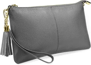 YALUXE Genuine Leather Wristlet Handbags Purses Cell Phone Pocket Clutch Wallet Crossbody Bags for Women