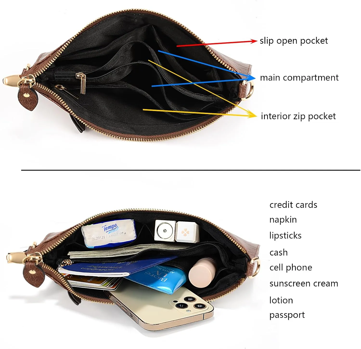 YALUXE Genuine Leather Wristlet Handbags Purses Cell Phone Pocket Clutch Wallet Crossbody Bags for Women