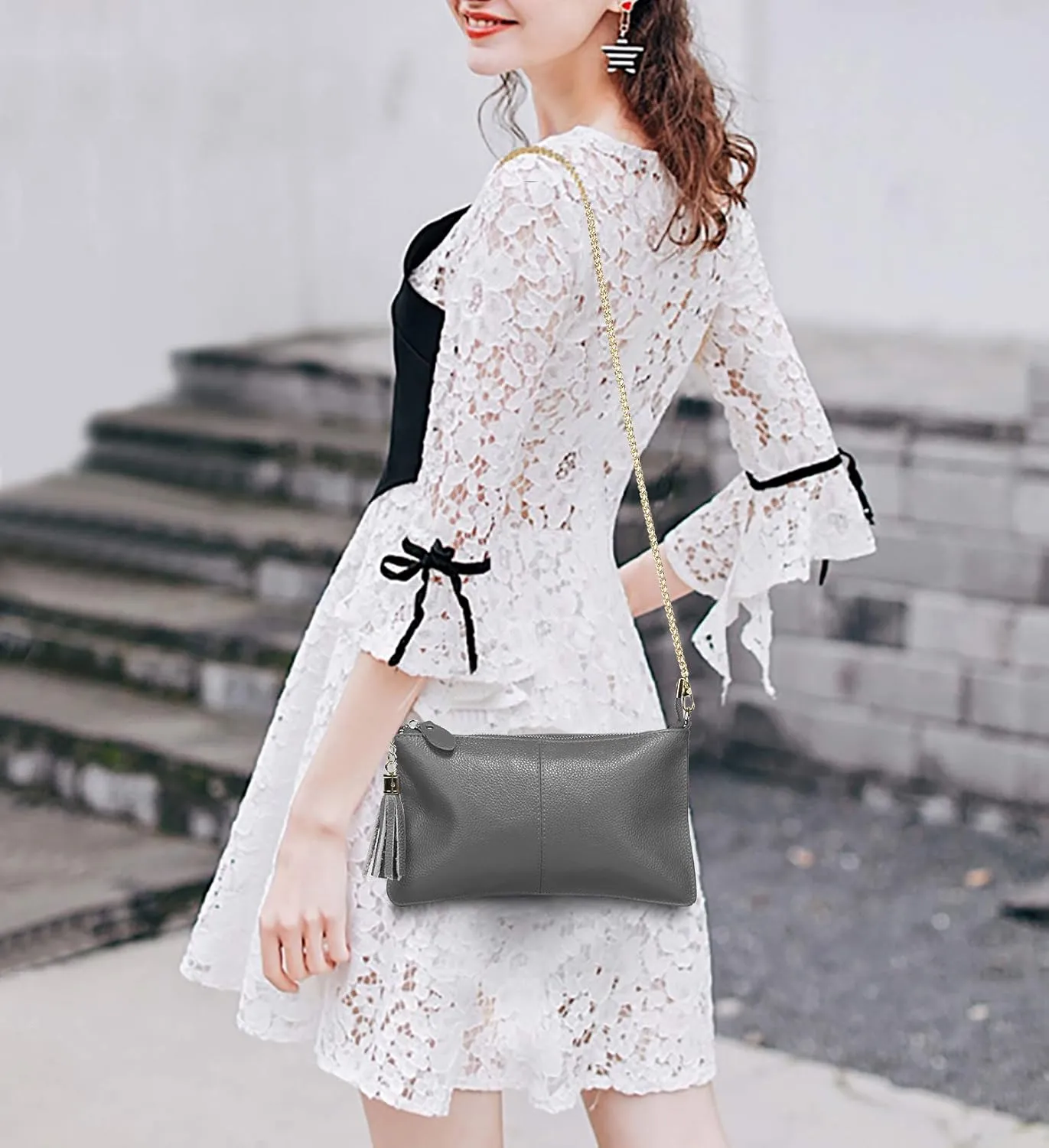 YALUXE Genuine Leather Wristlet Handbags Purses Cell Phone Pocket Clutch Wallet Crossbody Bags for Women