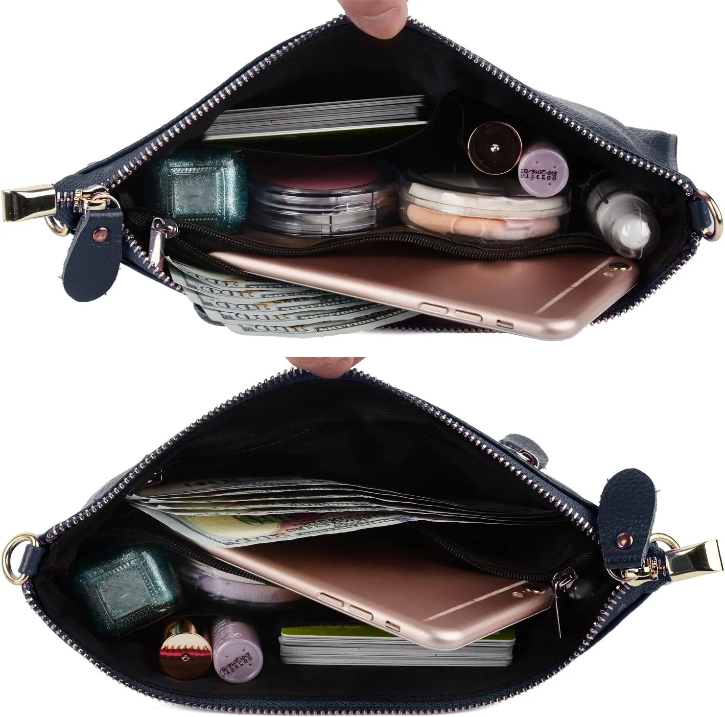 YALUXE Genuine Leather Wristlet Handbags Purses Cell Phone Pocket Clutch Wallet Crossbody Bags for Women