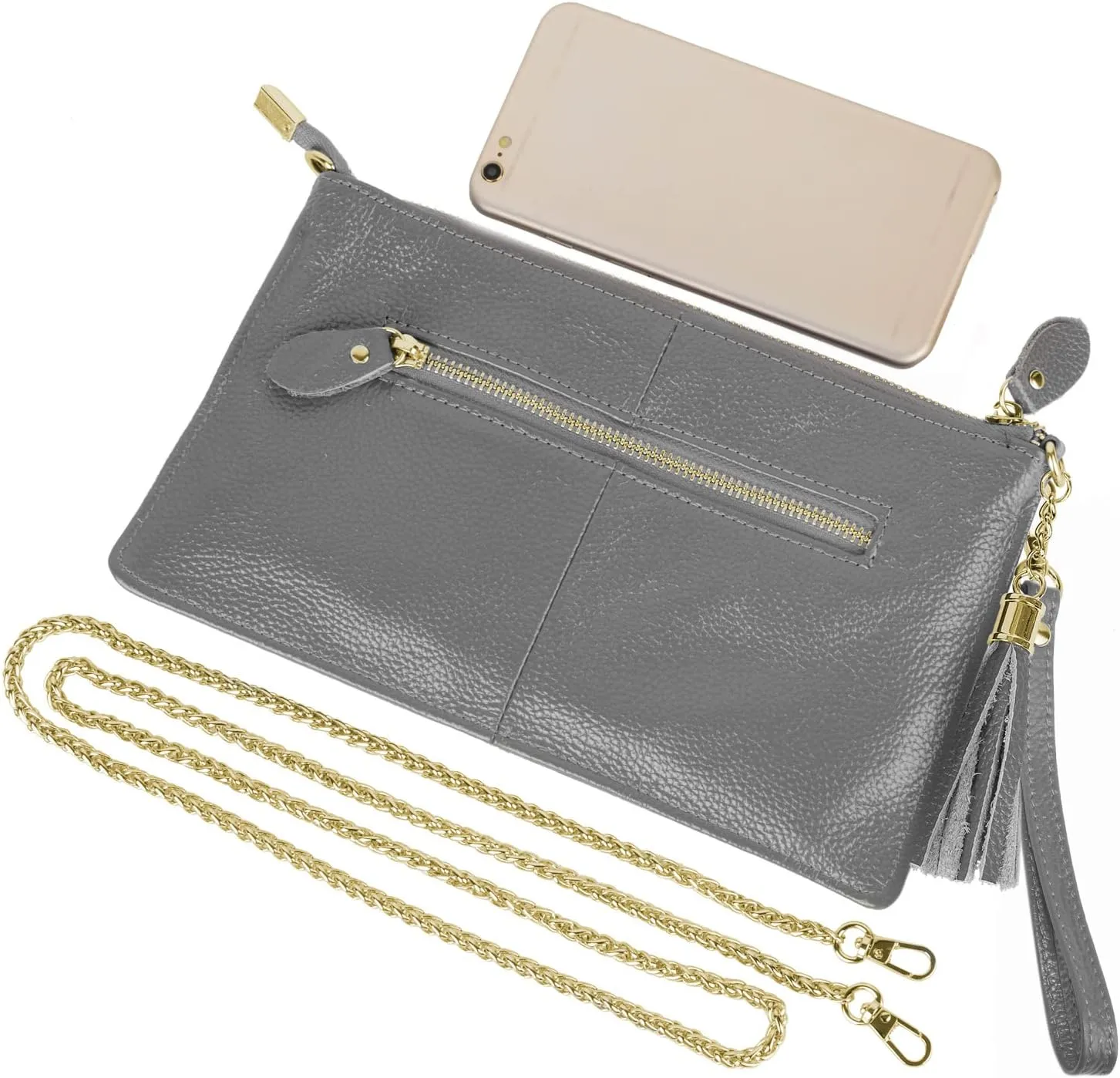 YALUXE Genuine Leather Wristlet Handbags Purses Cell Phone Pocket Clutch Wallet Crossbody Bags for Women