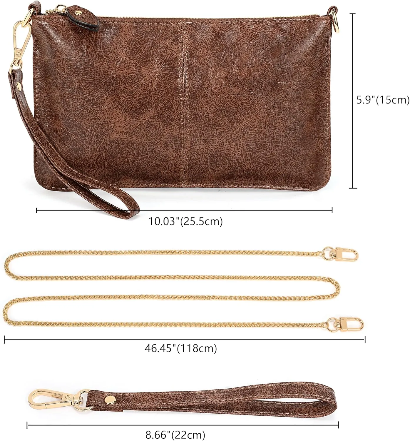 YALUXE Genuine Leather Wristlet Handbags Purses Cell Phone Pocket Clutch Wallet Crossbody Bags for Women