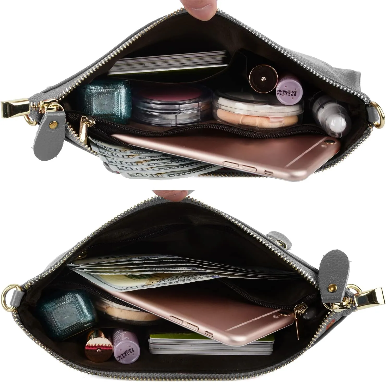 YALUXE Genuine Leather Wristlet Handbags Purses Cell Phone Pocket Clutch Wallet Crossbody Bags for Women