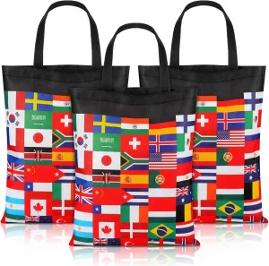 Yaomiao 18 Pcs International Flag Gift Bags 15" x 17" Nonwoven Tote Bags International World Flag Party Favors Supplies Opening Sports Events Bar Clubs Celebration Tote for Traveler Geography Gift