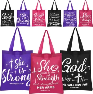 Yaomiao 18 Pcs Religious Tote Bags for Women 15" x 17" Non Woven Mother‘s Day Church Gifts Bulk Large Christian Bible Verse Reusable Gift Bags for Woman Church Shopping Grocery Travel