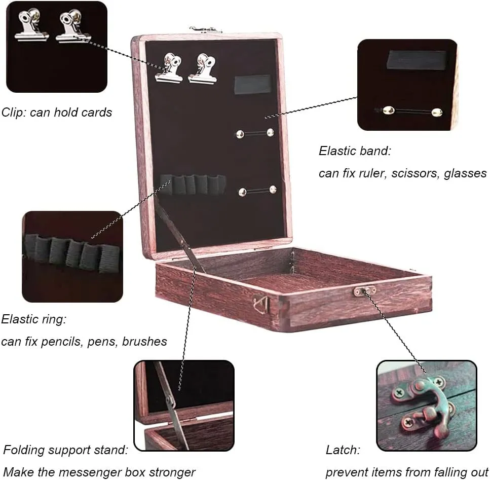 YCOSAN Writers Messenger Wood Box, Wooden Portable Artist Tool Bag, Artist Gifts,Sketch Box Easel