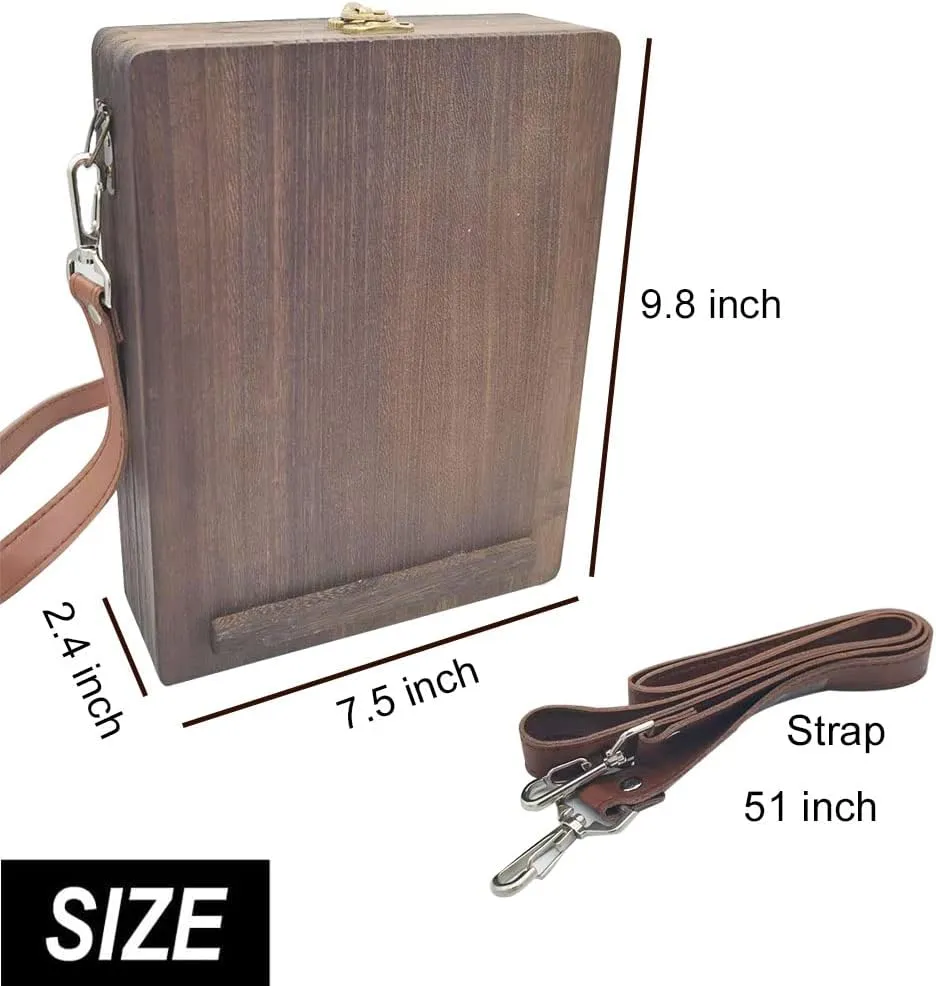 YCOSAN Writers Messenger Wood Box, Wooden Portable Artist Tool Bag, Artist Gifts,Sketch Box Easel