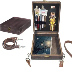 YCOSAN Writers Messenger Wood Box, Wooden Portable Artist Tool Bag, Artist Gifts,Sketch Box Easel