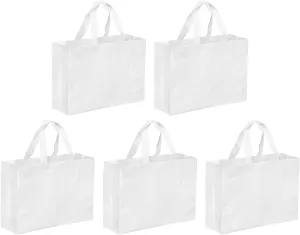 YOKIVE 10 Pack Reusable Gift Bag, DIY Blank Non-Woven Tote Bags, Great for Arts Crafts Grocery(White, 25 x 35cm)