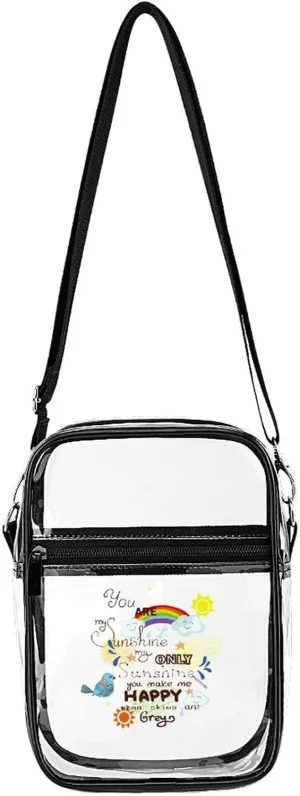 You are My Sunshine Clear Stadium Crossbody Bag Small Shoulder Purse Adjustable Strap Handbag for Women Men