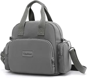 YouNuo Women Shoulder Handbag, Convertible Backpack Purse, Multipurpose Nylon Crossbody Purse, Ladies Multi Pocket Tote