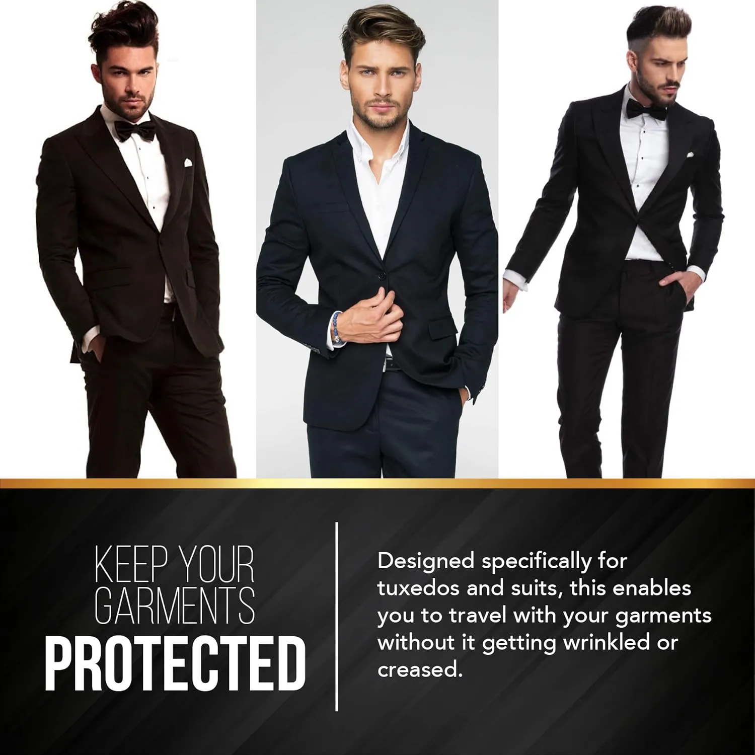 Your Bags Black Suit Garment Travel Bags 3 Pack - 40" X 24"