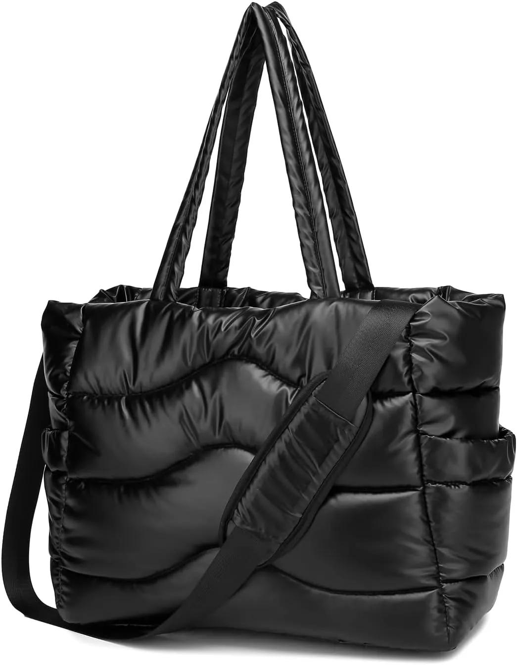 Y.U.M.C. Quilted Puffer Tote Bag for Women- Stylish Multi-Way Carrying Shoulder Bag with Laptop Compartment