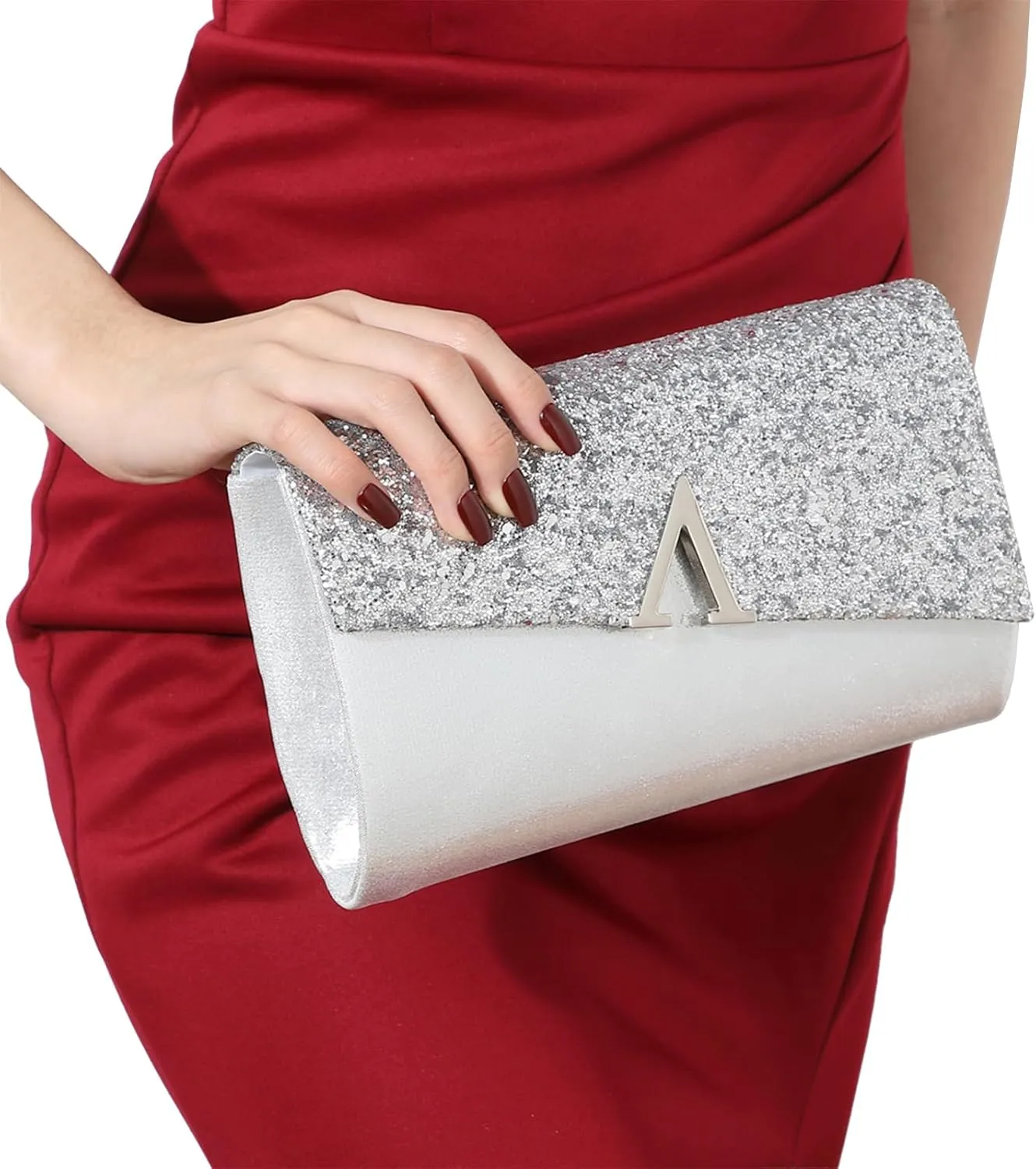 YYW 4 Pieces Women Evening Handbags Clutch Purse Bag with Rhinestone Crystal Jewelry Set for Wedding Party