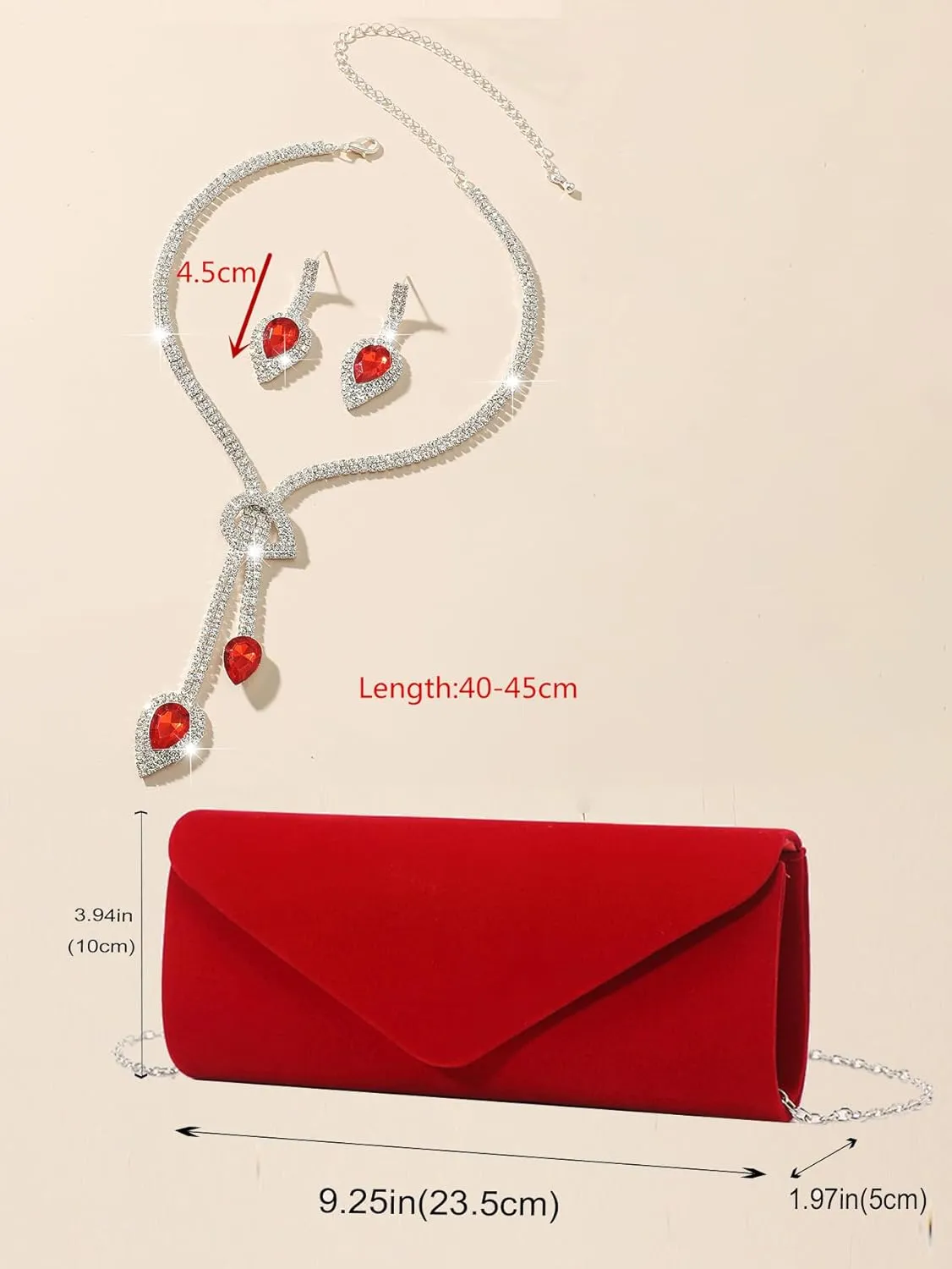 YYW 4 Pieces Women Evening Handbags Clutch Purses Shoulder Bag with Rhinestone Jewelry Set for Party Wedding