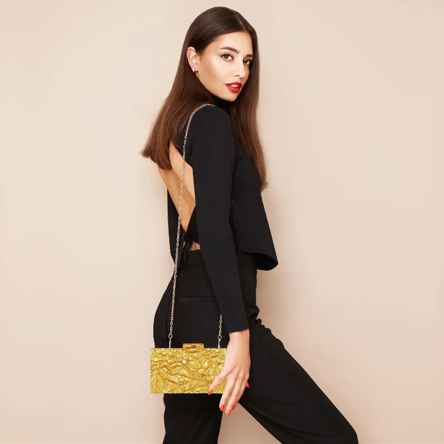 YYW Acrylic Clutch Purses for Women Wedding : Multicolor Evening Crossbody Bag Marbling Handbags with Detachable Chain