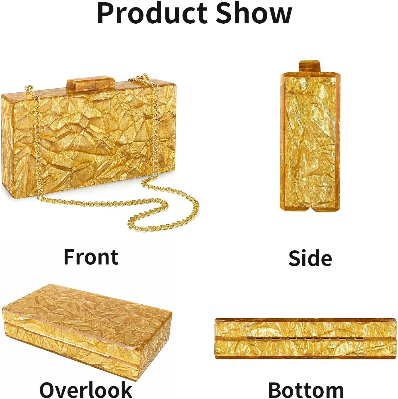 YYW Acrylic Clutch Purses for Women Wedding : Multicolor Evening Crossbody Bag Marbling Handbags with Detachable Chain