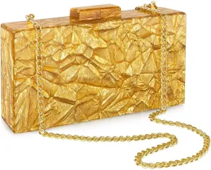 YYW Acrylic Clutch Purses for Women Wedding : Multicolor Evening Crossbody Bag Marbling Handbags with Detachable Chain