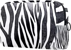 Zebra Print Black White Cosmetic Makeup Bags, Small Travel Zipper Pouch Portable Toiletry Bag Makeup Organizer for Women Teen Girls