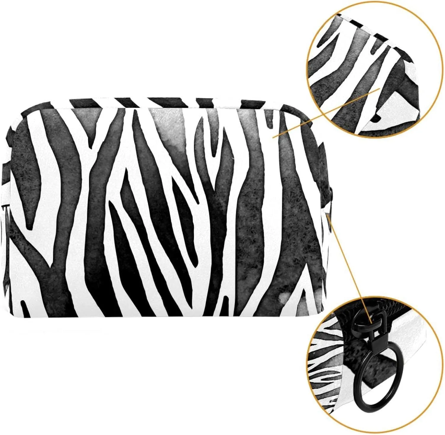 Zebra Print Black White Cosmetic Makeup Bags, Small Travel Zipper Pouch Portable Toiletry Bag Makeup Organizer for Women Teen Girls