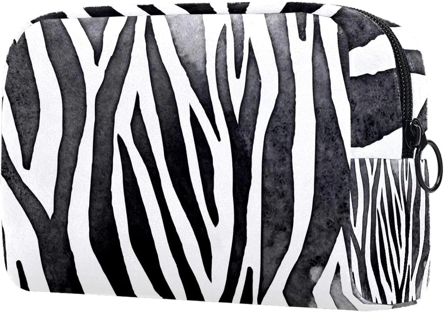 Zebra Print Black White Cosmetic Makeup Bags, Small Travel Zipper Pouch Portable Toiletry Bag Makeup Organizer for Women Teen Girls