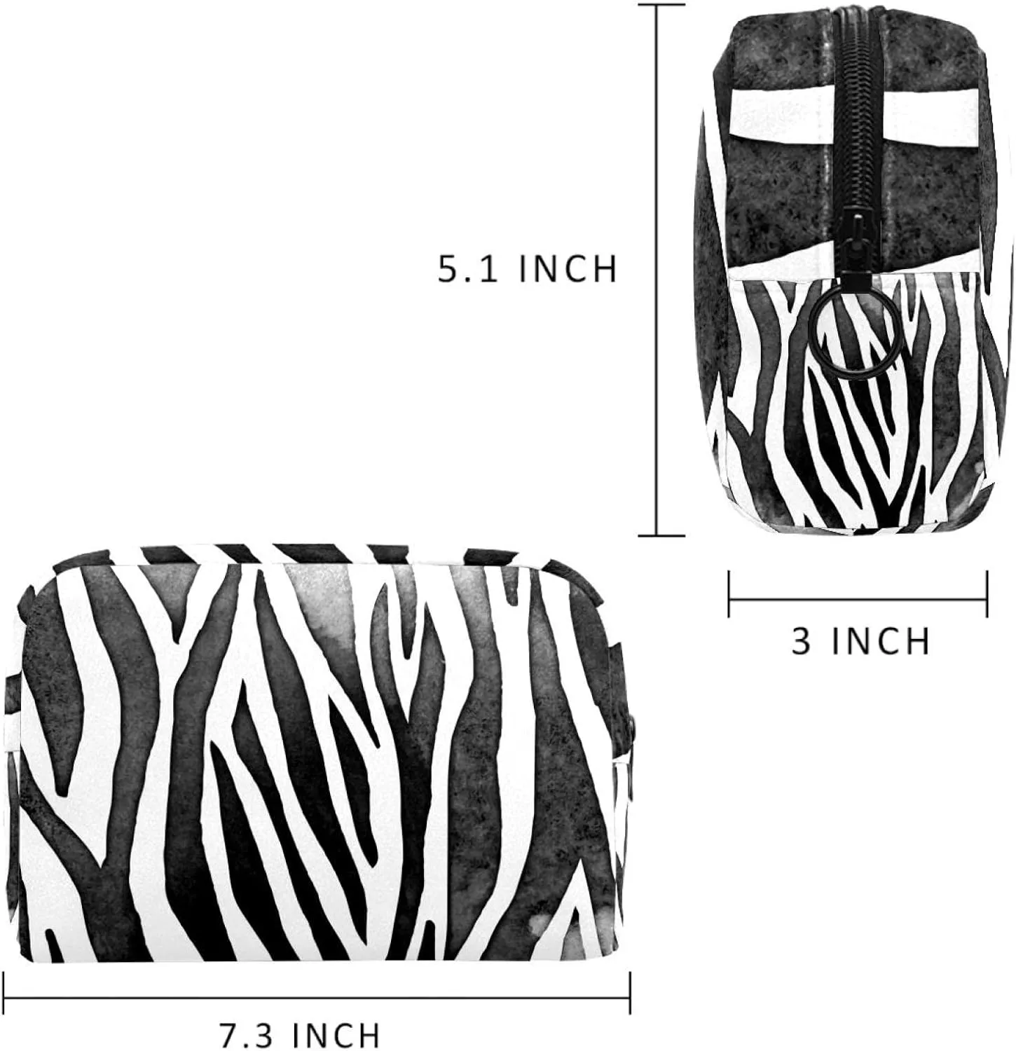 Zebra Print Black White Cosmetic Makeup Bags, Small Travel Zipper Pouch Portable Toiletry Bag Makeup Organizer for Women Teen Girls