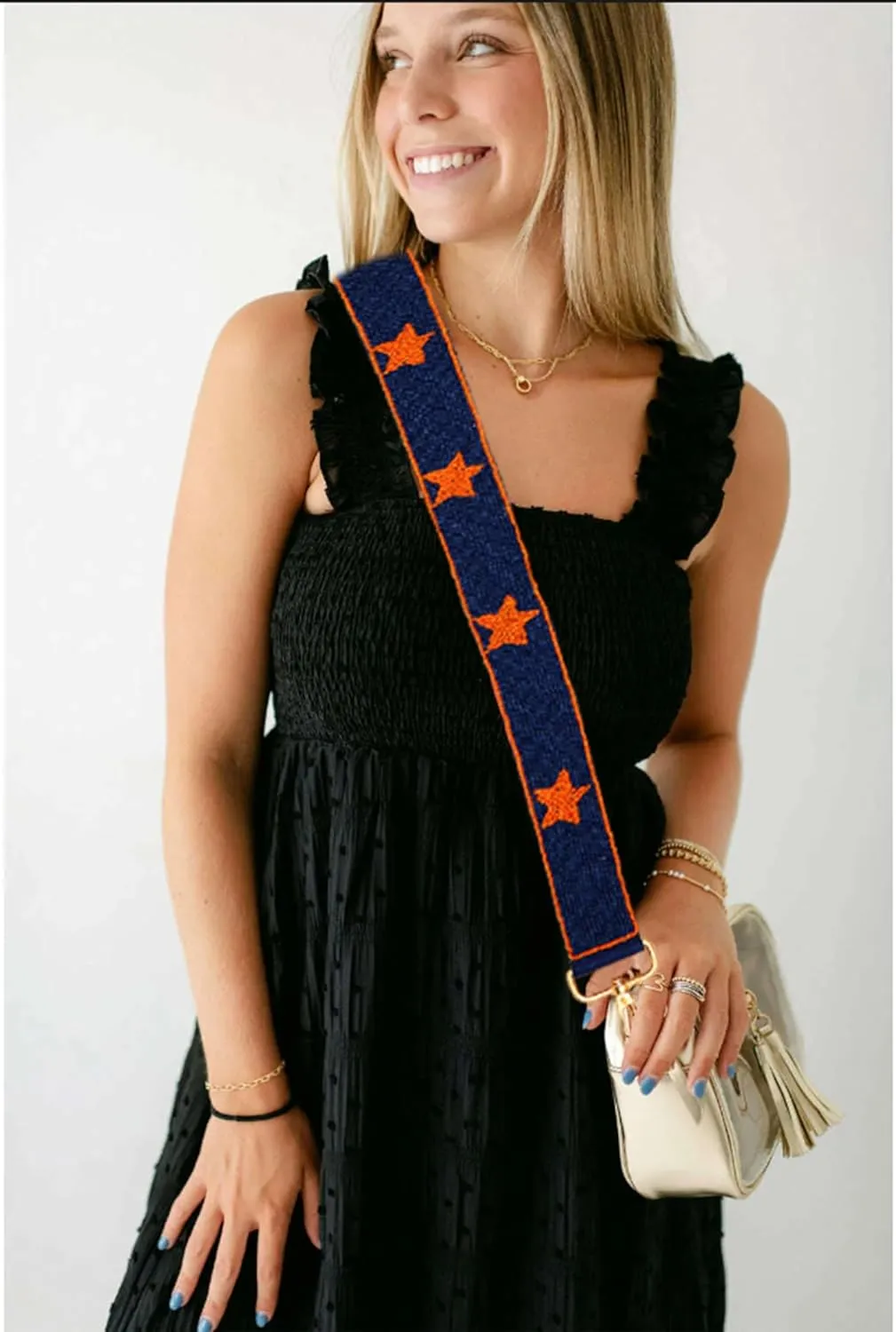 ZOLEAROPY Game Day Beaded Purse Strap Stadium Football University College Star Bag Strap Accessory Game Day Clear Crossbody