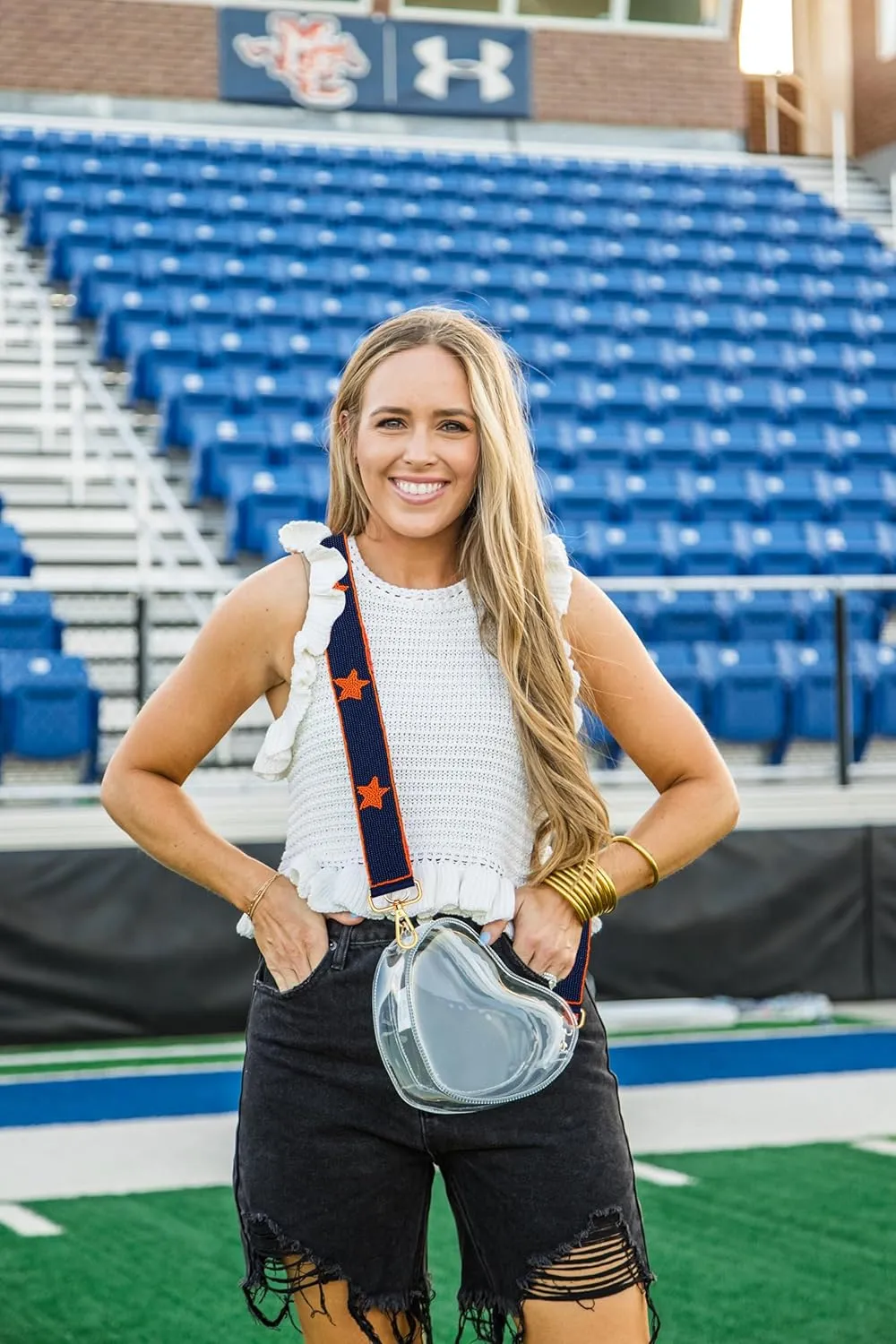 ZOLEAROPY Game Day Beaded Purse Strap Stadium Football University College Star Bag Strap Accessory Game Day Clear Crossbody