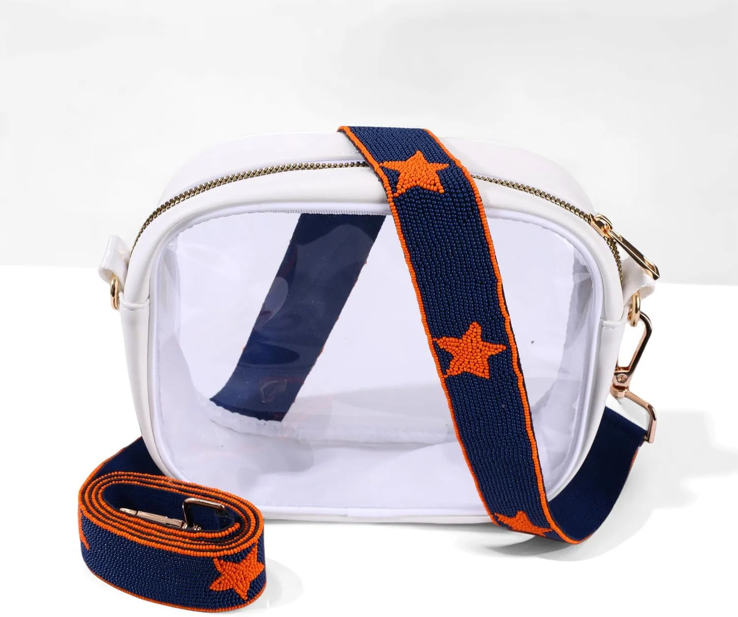 ZOLEAROPY Game Day Beaded Purse Strap Stadium Football University College Star Bag Strap Accessory Game Day Clear Crossbody